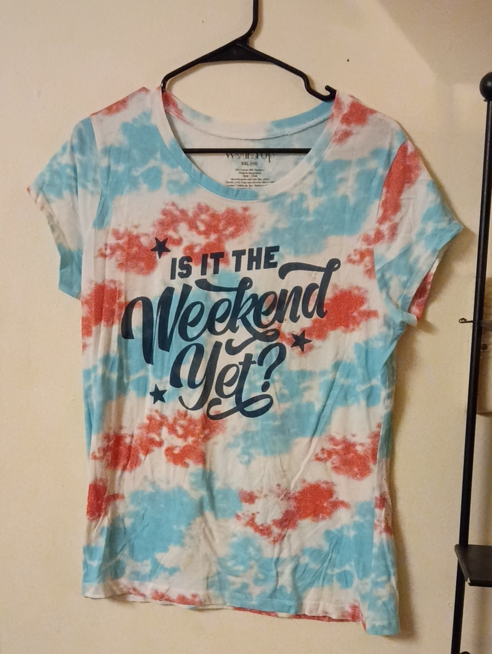 Wound Up Tie-Dye Short Sleeve Tee - 'Is It The Weekend Yet?' Size XXL